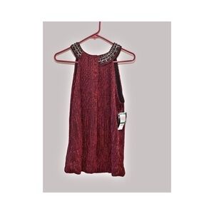 Exquisite Alfani red/black metallic fabric with embellished neckline size large